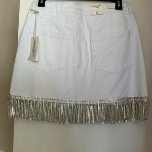 Blank NYC White Skirt with Silver Fringe